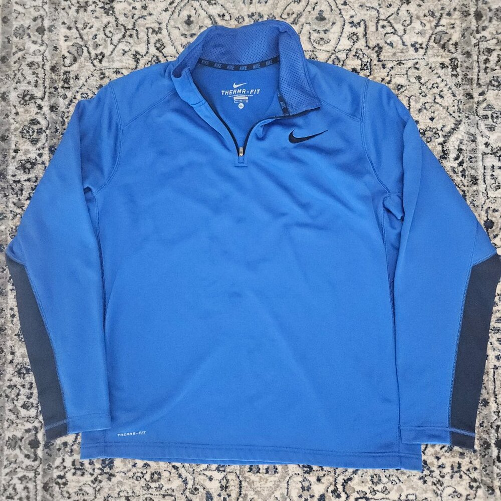 Nike Therma Fit Quarter Zip Pullover Blue Mens XL Athleisure Running Lifting Gym